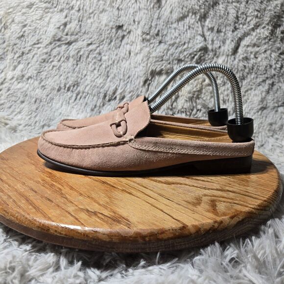 Cole Haan Womens Size 8B Pink Suede Mules Retro Slip On Tasseled Heeled Shoe - Picture 2 of 12